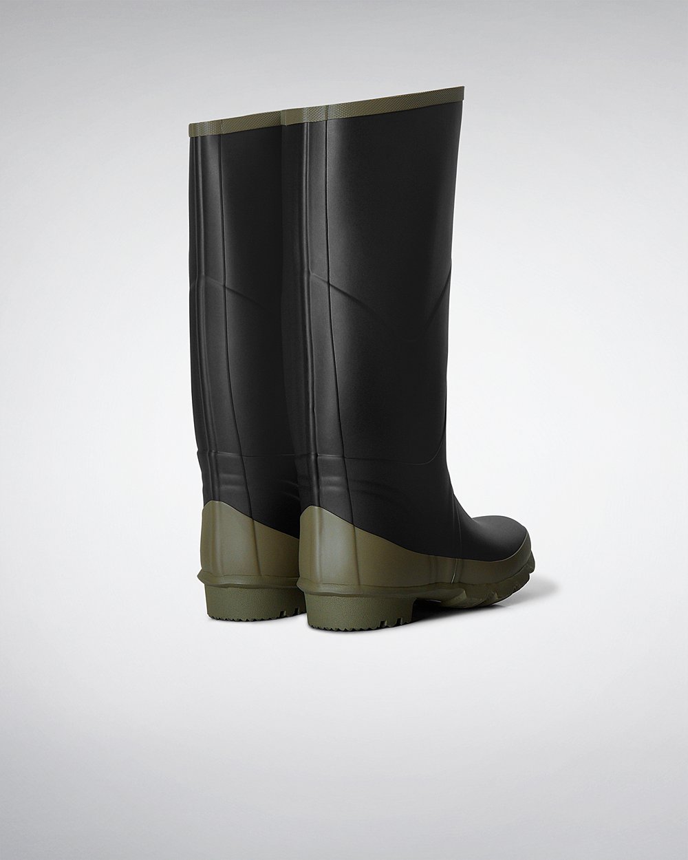 Womens Hunter Tall Rain Boots Black - Argyll Bullseye Full Knee - 7580619-BZ